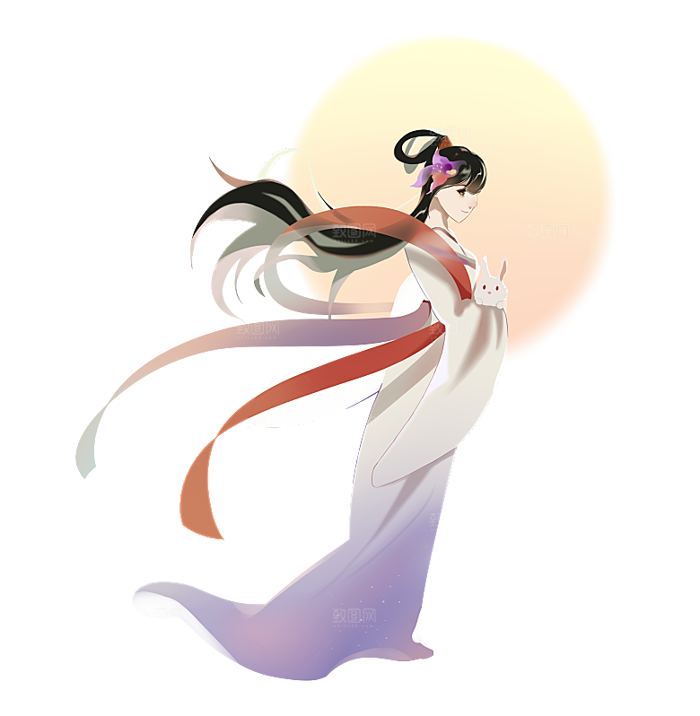 中秋节嫦娥奔月插画元素