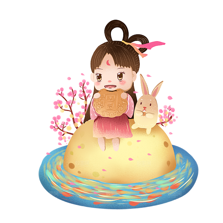 中秋节嫦娥奔月插画元素