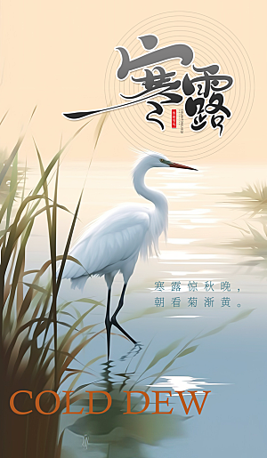中国传统节日寒露二十四节气宣传海报