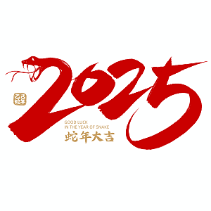 2025蛇年新年春节毛笔书法手写艺术字