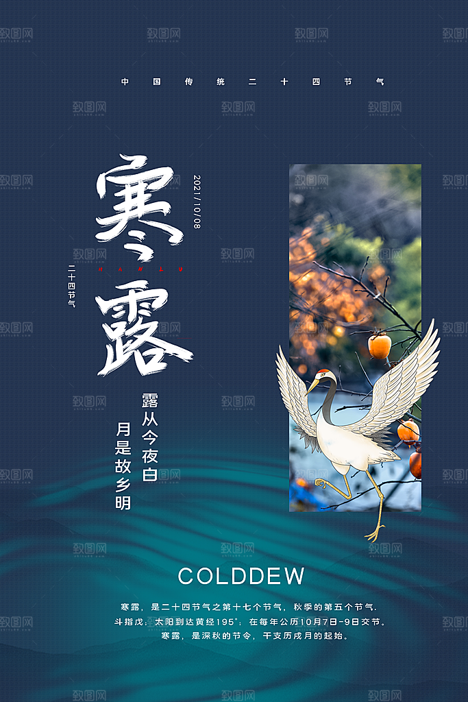 简约大气寒露节气海报