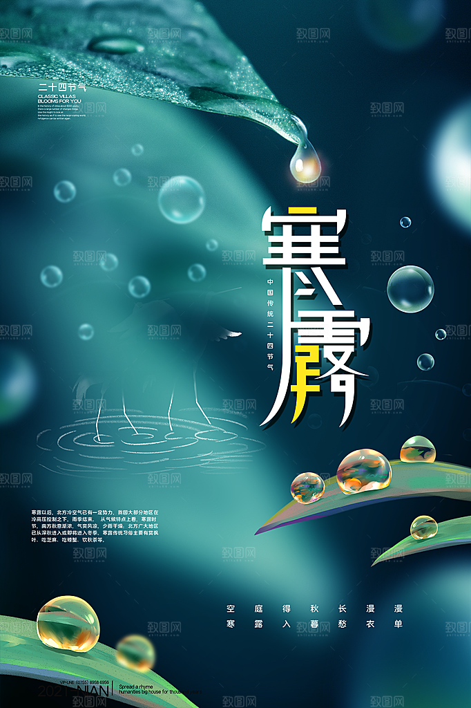 简约大气寒露节气海报