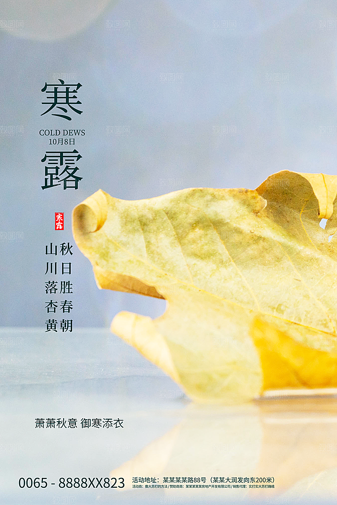 简约大气寒露节气海报