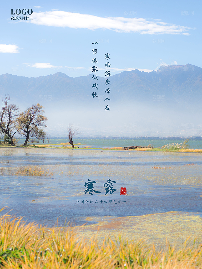 简约大气寒露节气海报