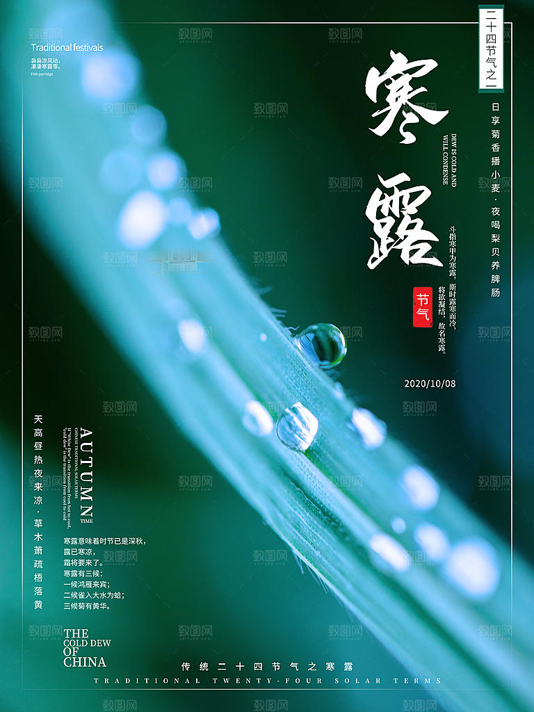 简约大气寒露节气海报
