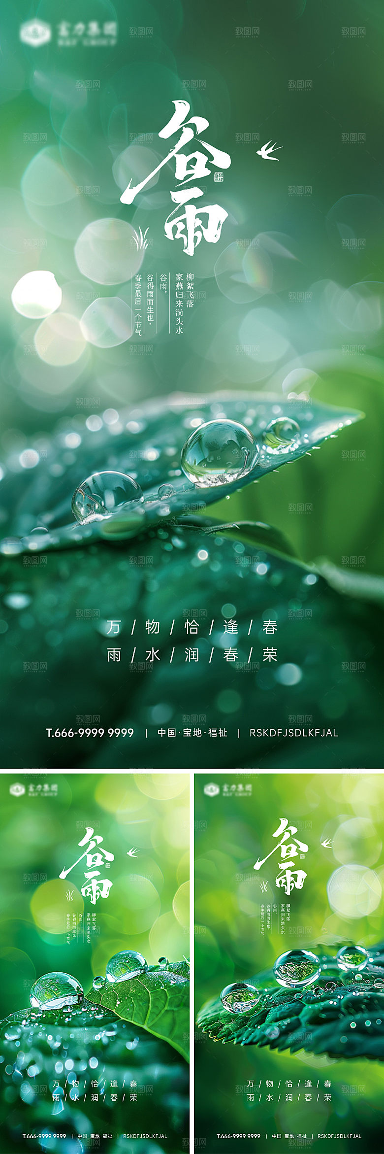 谷雨节气高级海报