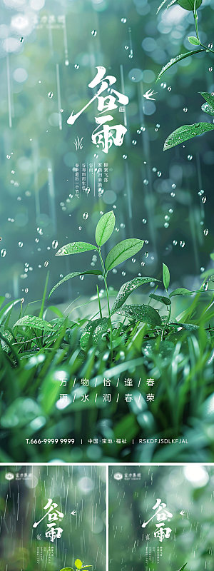 谷雨节气高级海报