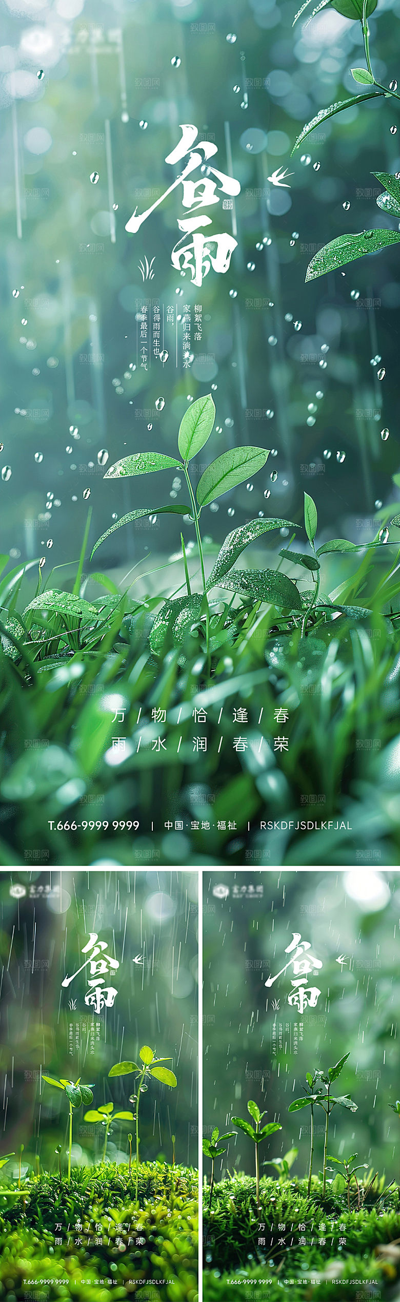 谷雨节气高级海报