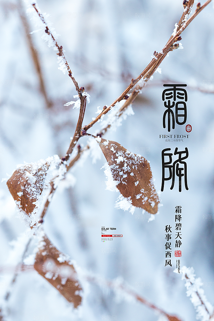 中国传统二十四节气霜降节气宣传海报