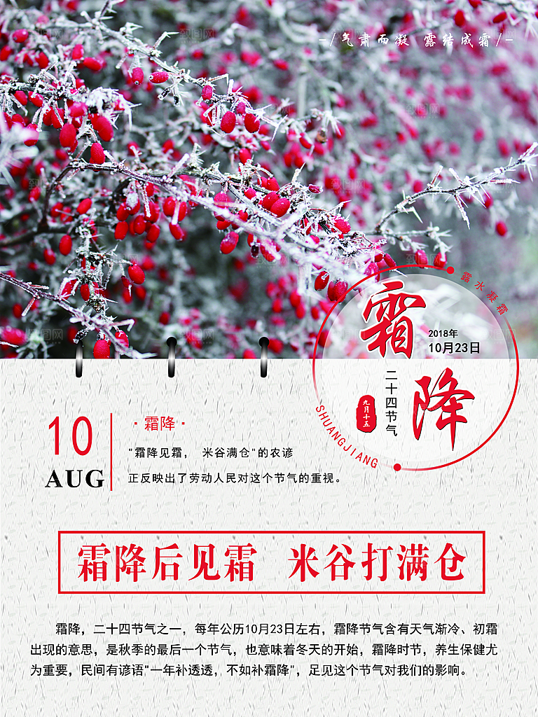中国传统二十四节气霜降节气宣传海报