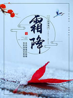 中国传统二十四节气霜降节气宣传海报