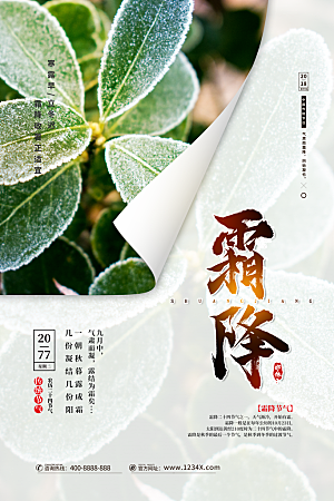 中国传统二十四节气霜降节气宣传海报