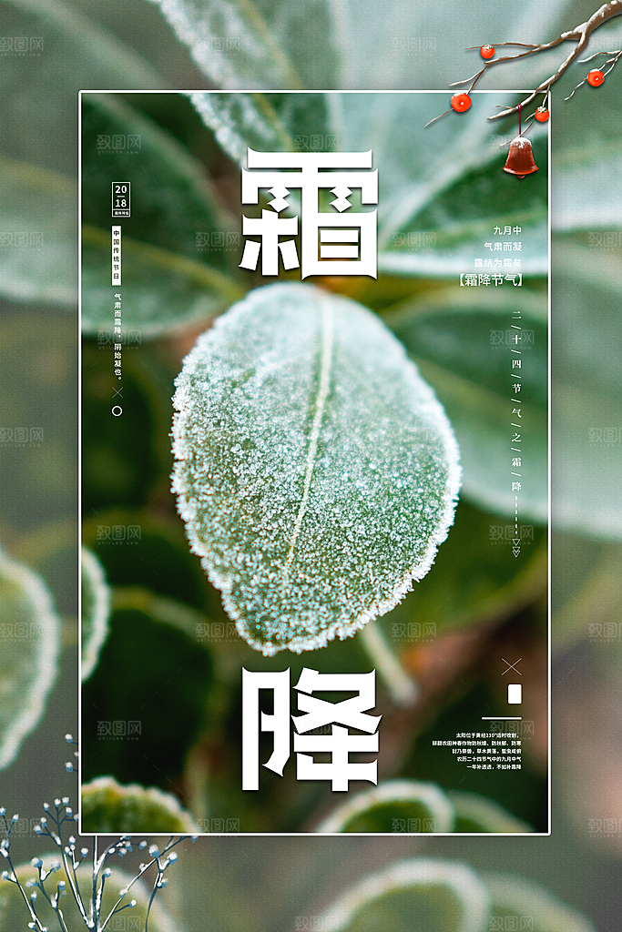 中国传统二十四节气霜降节气宣传海报