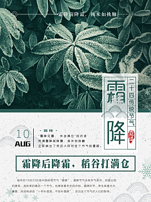 中国传统二十四节气霜降节气宣传海报