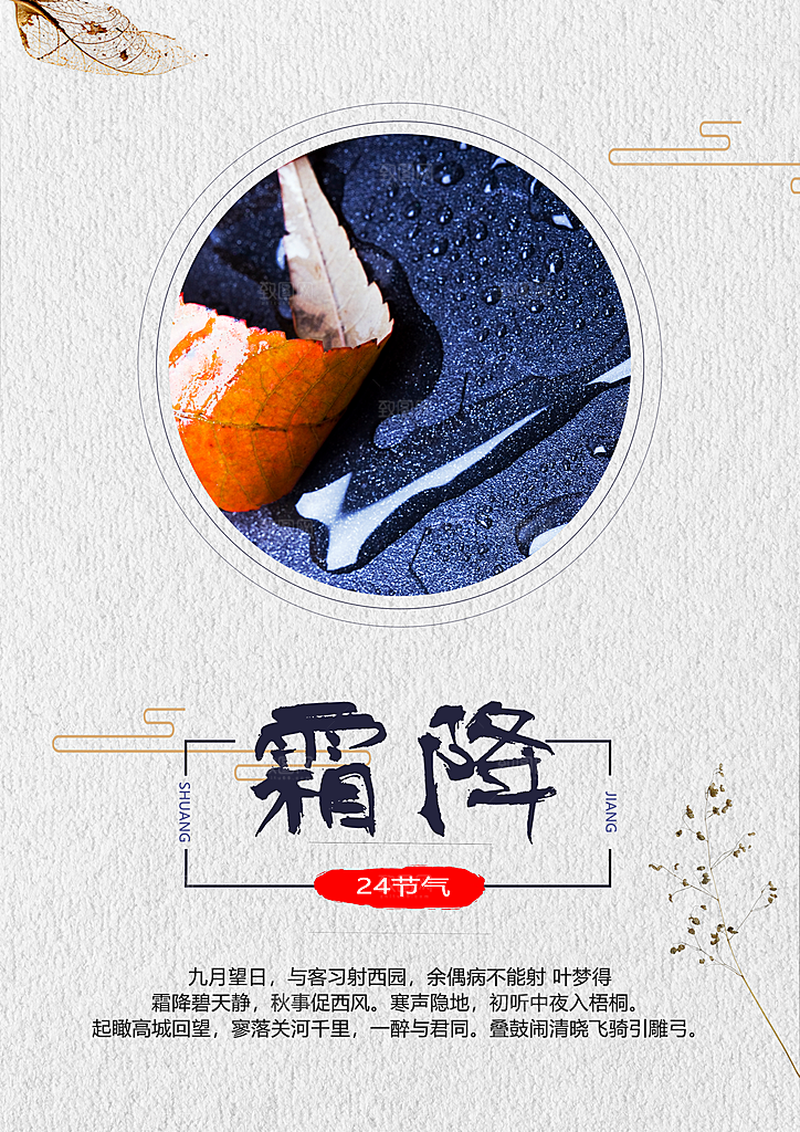 中国传统二十四节气霜降节气宣传海报