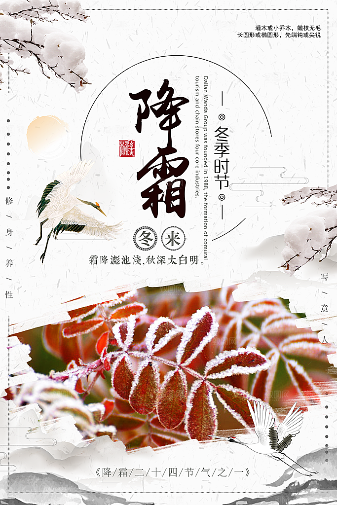 中国传统二十四节气霜降节气宣传海报