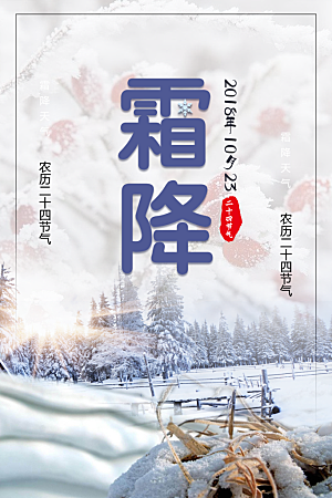 中国传统二十四节气霜降节气宣传海报