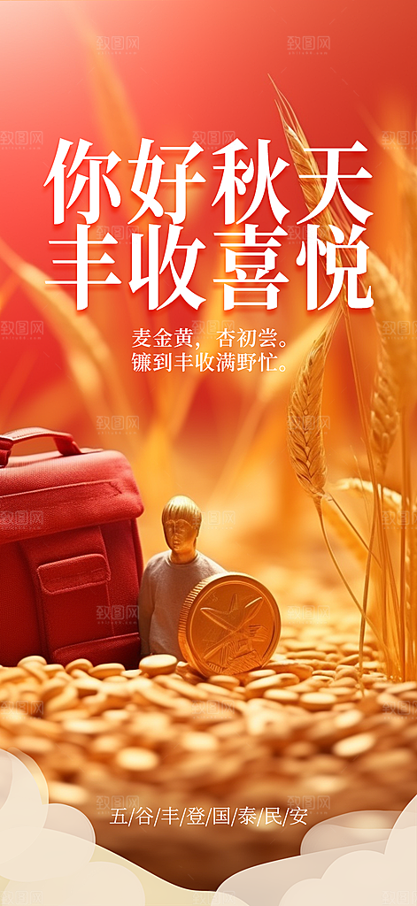 金秋秋天秋日你好海报