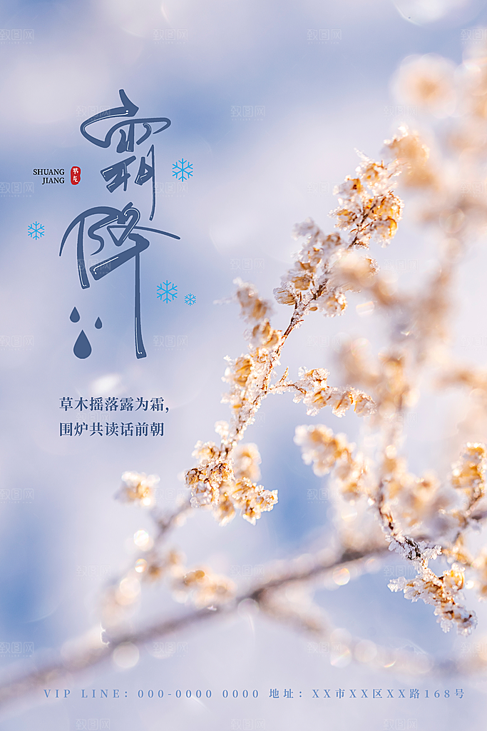 传统二十四节气霜降宣传海报模板