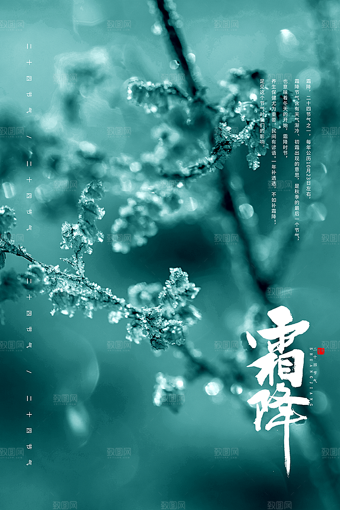 传统二十四节气霜降宣传海报模板
