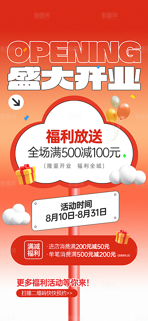 路牌风盛大开业庆典海报模板PSD设计素材