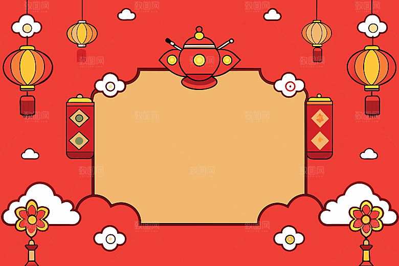 2025新年春节蛇年海报背景插画