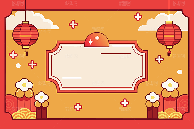 2025新年春节蛇年海报背景插画模板