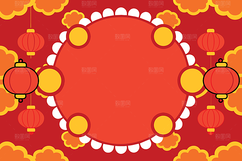 2025新年春节蛇年海报背景插画模板