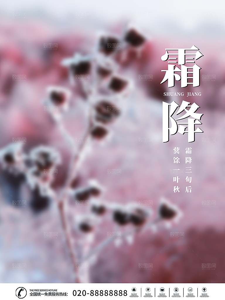 中国传统二十四节气霜降h5手机海报