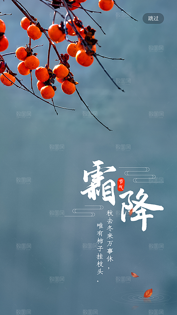 中国传统二十四节气霜降h5手机海报