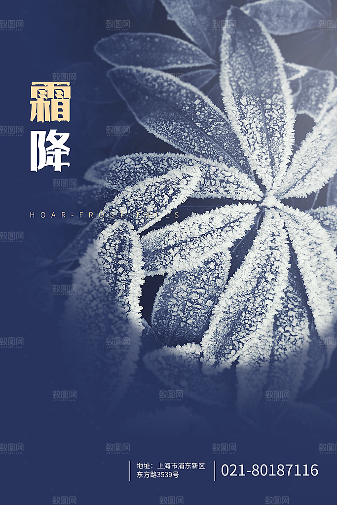 中国传统二十四节气霜降h5手机海报