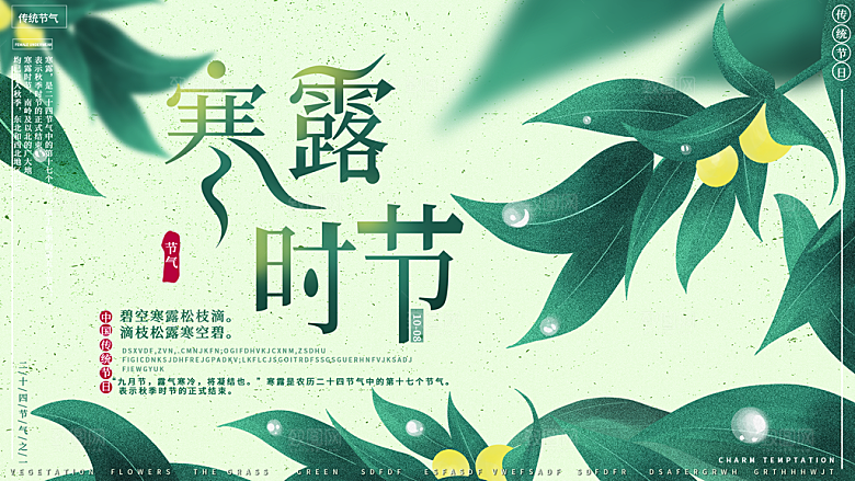 寒露节气简约大气海报