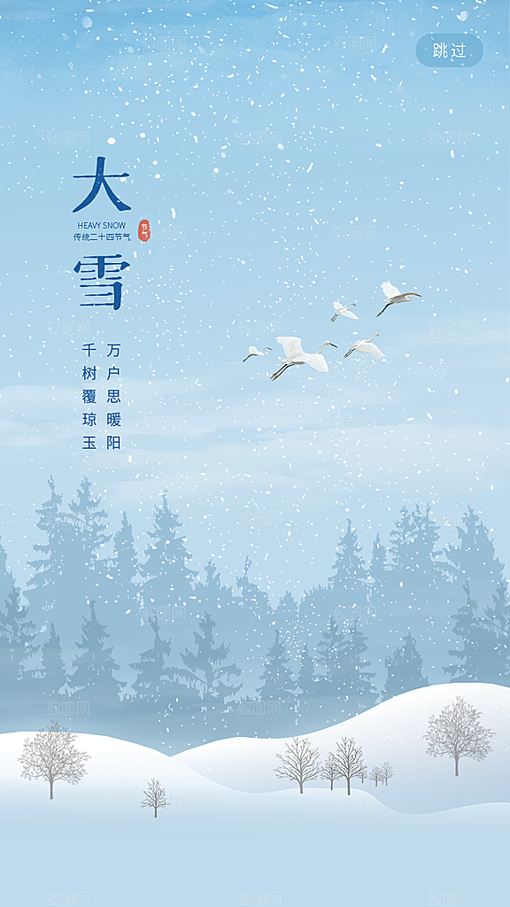 大雪节气简约大气海报