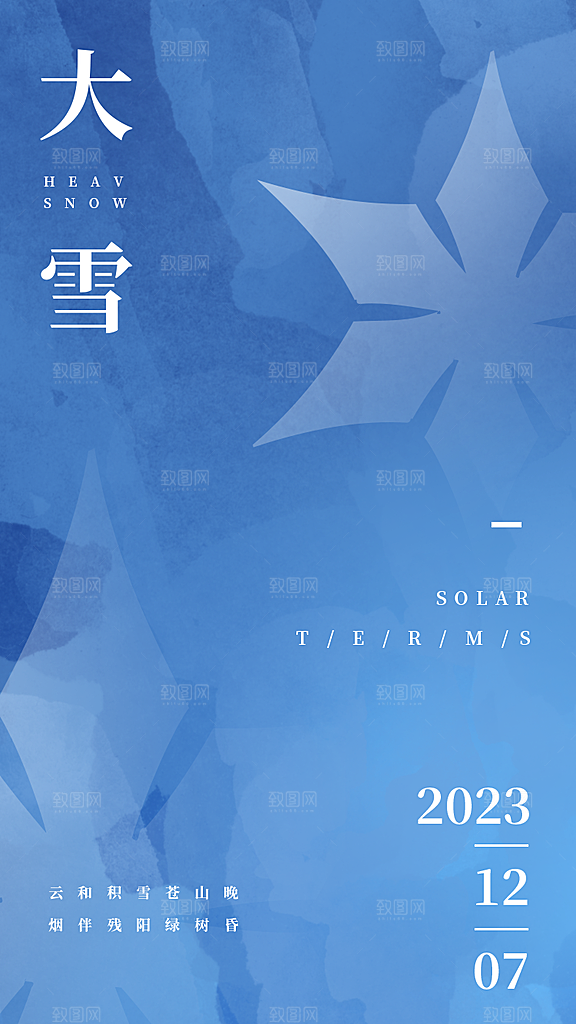 大雪节气简约大气海报