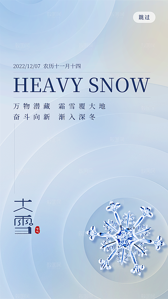 大雪节气简约大气海报