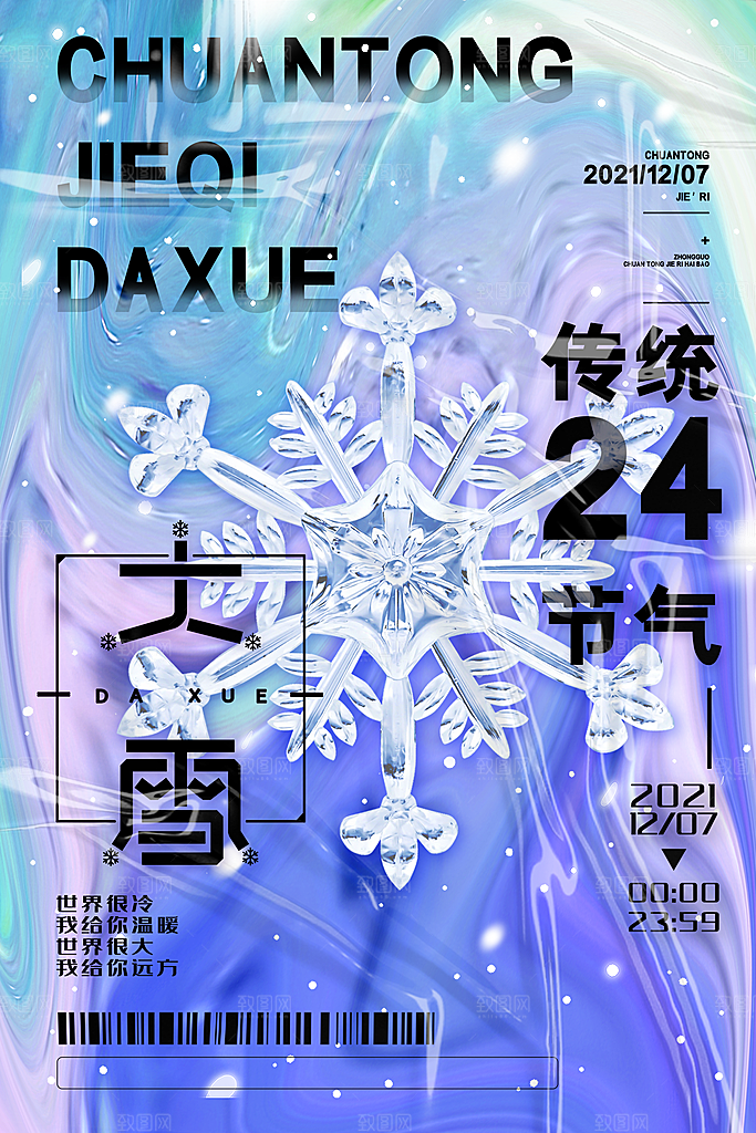 大雪节气简约大气海报