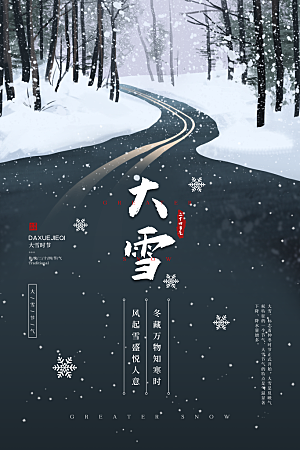 大雪节气简约大气海报