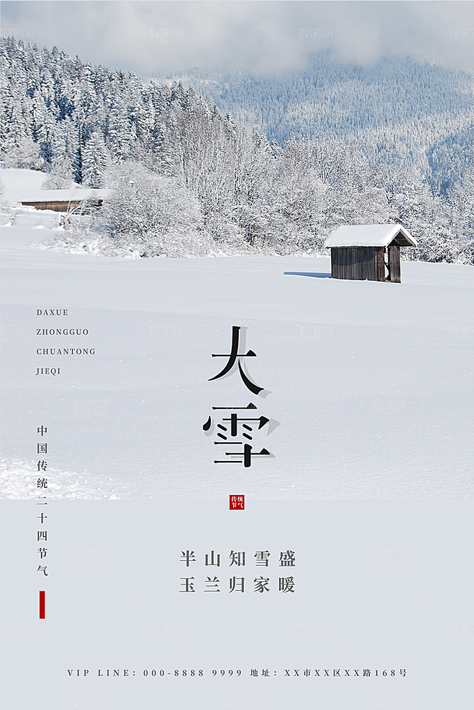 大雪节气简约大气海报