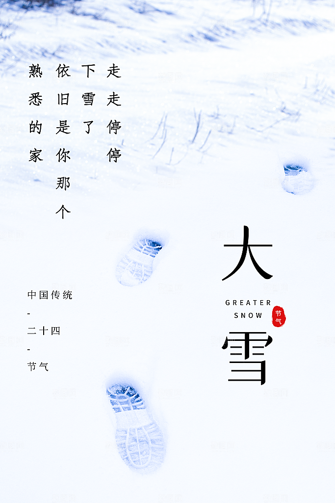 大雪节气简约大气海报