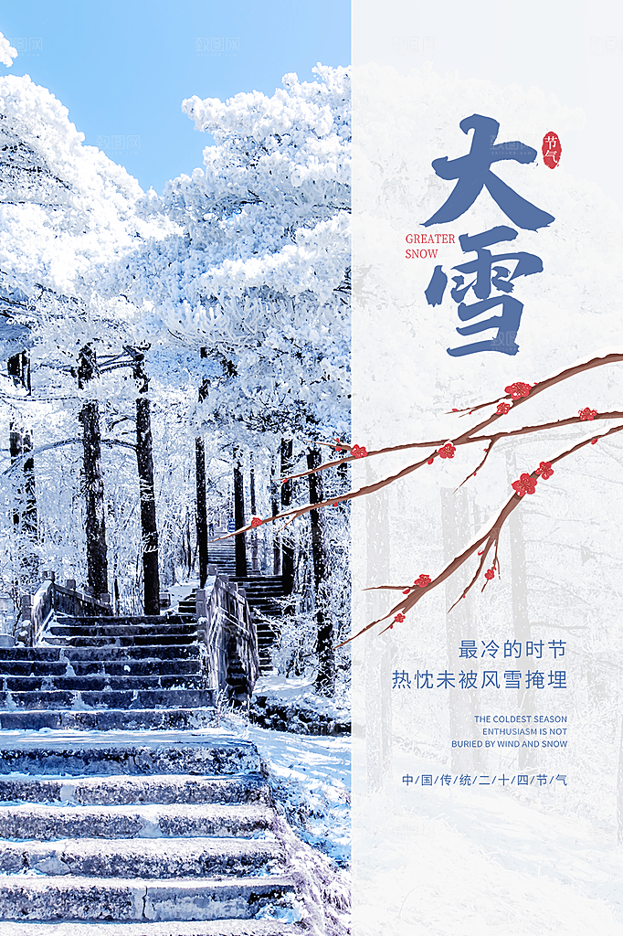 大雪节气简约大气海报