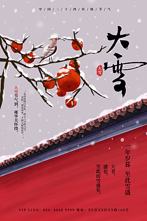 大雪节气简约大气海报