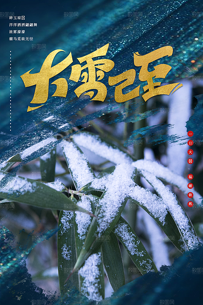 大雪节气简约大气海报