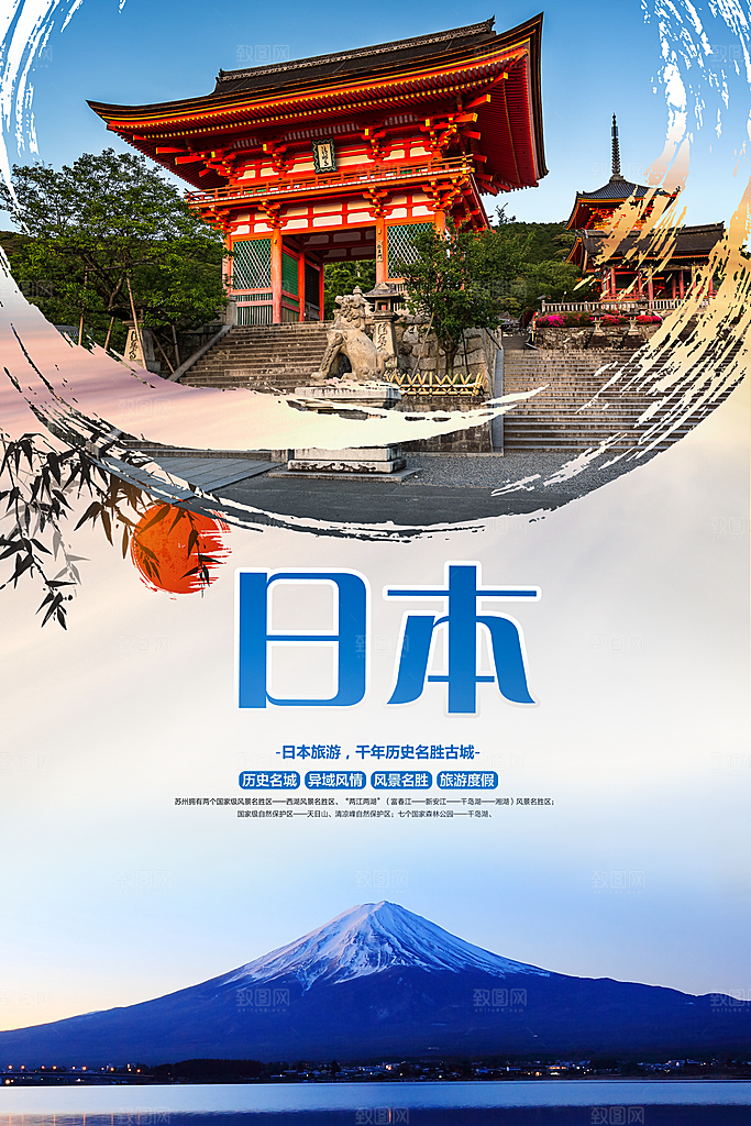 日本旅游宣传海报展板