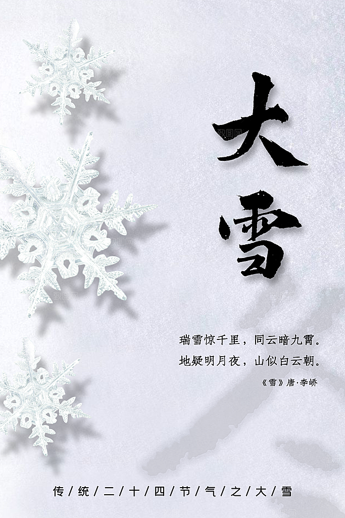大雪节气简约大气海报