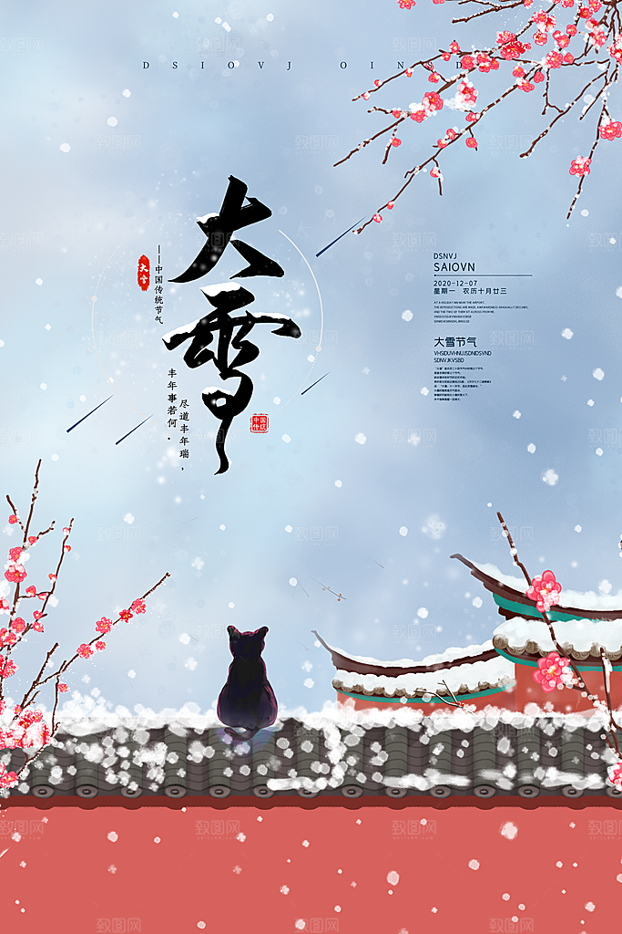 大雪节气简约大气海报