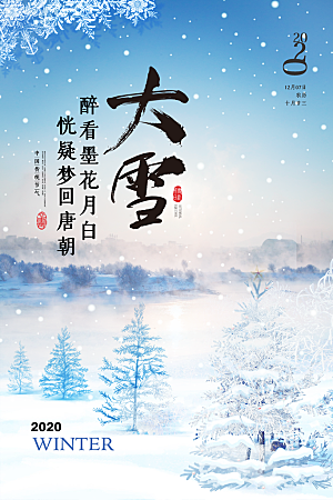 大雪节气简约大气海报