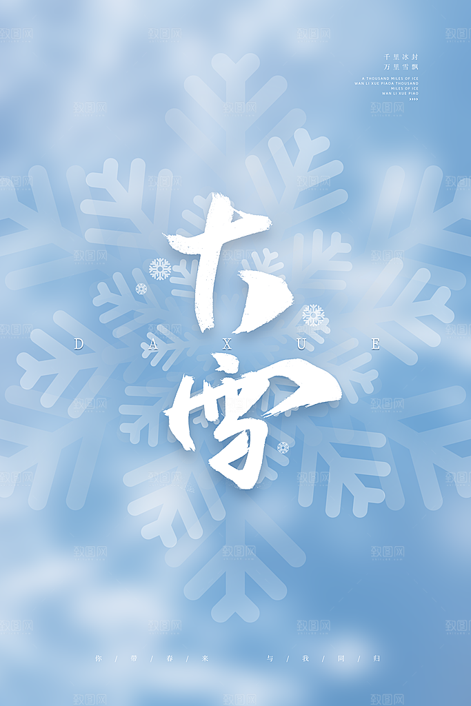 大雪节气简约大气海报