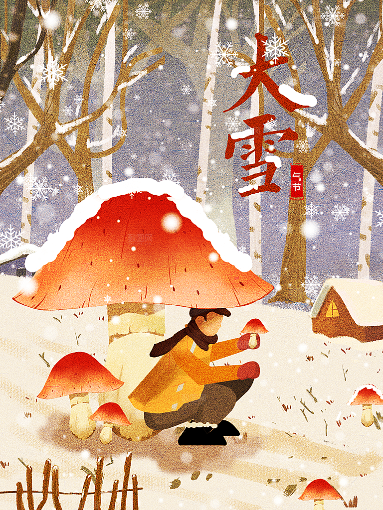 大雪节气简约大气海报