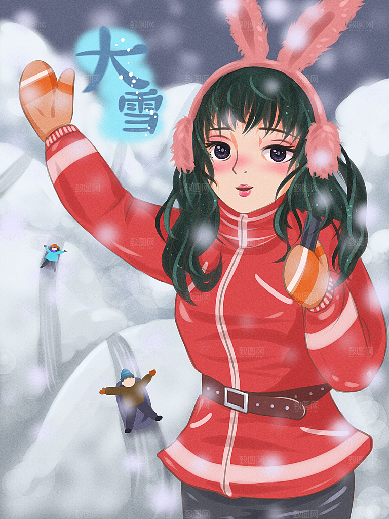大雪节气简约大气海报