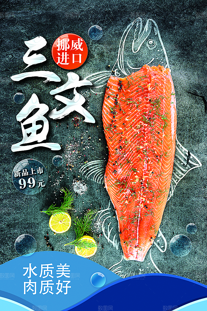 三文鱼宣传海报展板设计